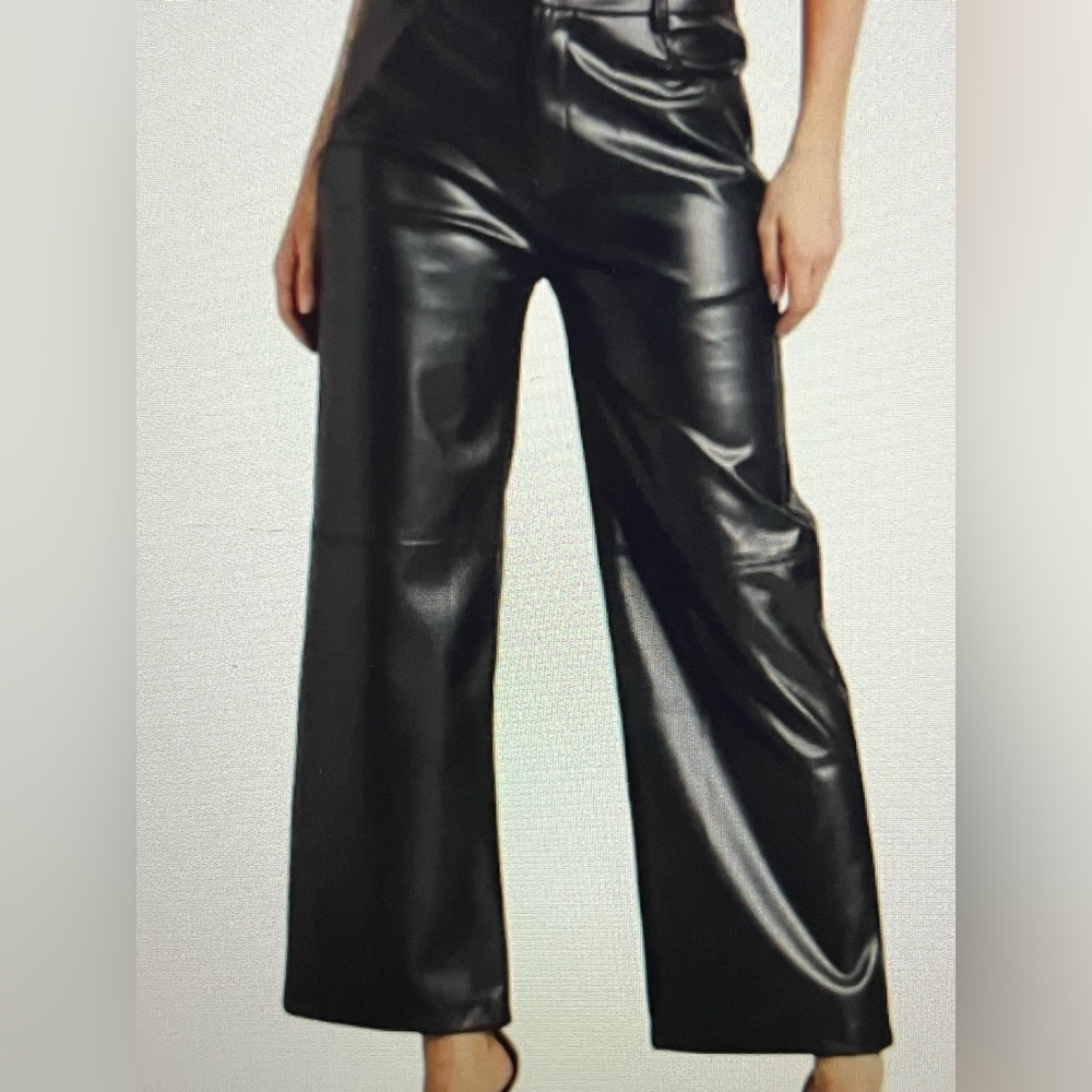Max Studio Faux Leather Stunning Wide Leg Pant, Size 8
